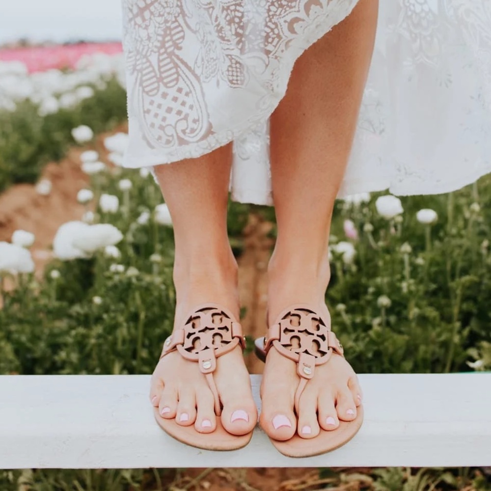 Tory Burch Miller Light Makeup Leather Sandals Size 11